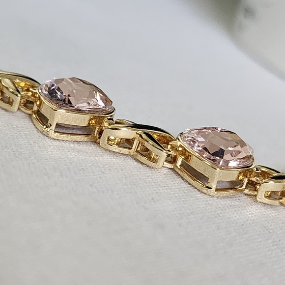 Gold Filled XO Light Pink Crystal Heart Bracelet - Picture 5 of 8